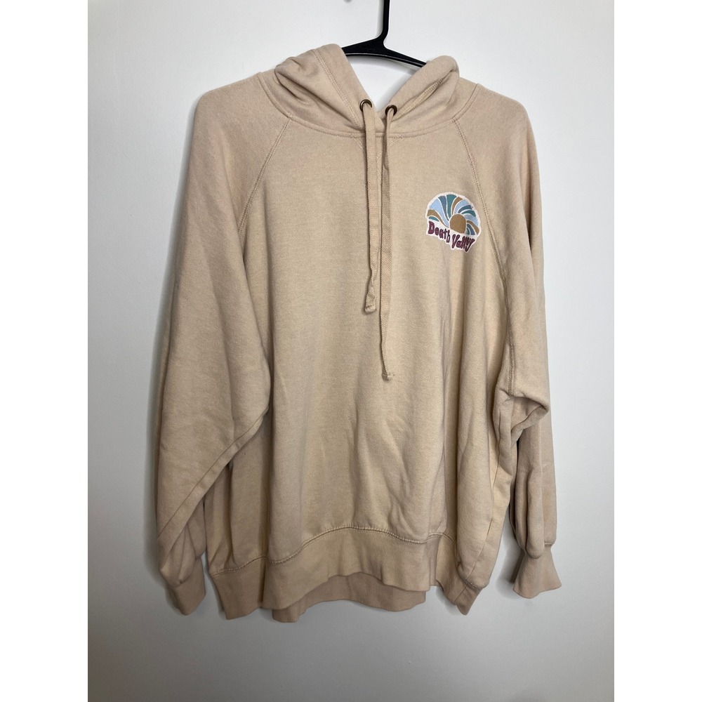 Unbranded Death Valley Hoodie Womens XL Tan Excellent Graphic Back Print Raglan